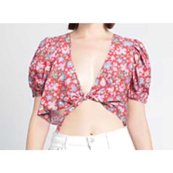 Versace Jeans Couture floral print Crop Top Red - Picture 4 of 9